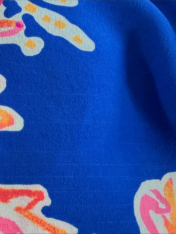 Lilly Pulitzer 100% Silk Blue Floral Off-Shoulder Women’s Dress Sz S Bell Sleeve - Image 11