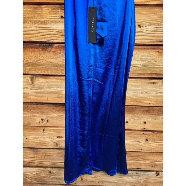 NWT Elliatt Blue Satin Halter Neck Maxi Dress Size M - Image 11