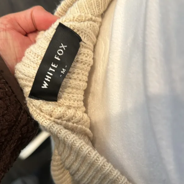 White Fox Cream Wool Flare Lounge Pants - Image 5