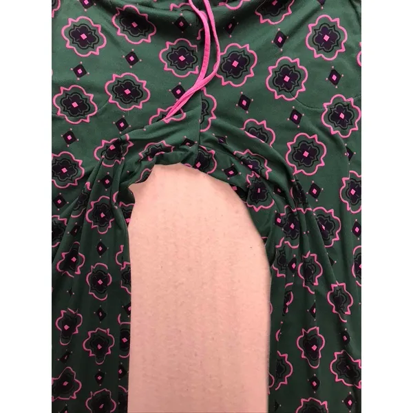 Room Service Pajama Set Women Small Green Pink Geometric Long Sleeve‎ - Image 11