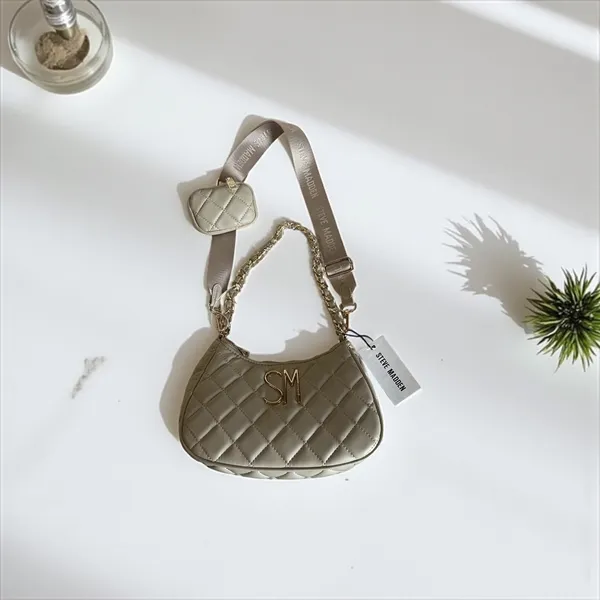 Steve Madden SM Quilted Shoulder Bag‎ Convertible Crossbody Purse Grey - Image 3