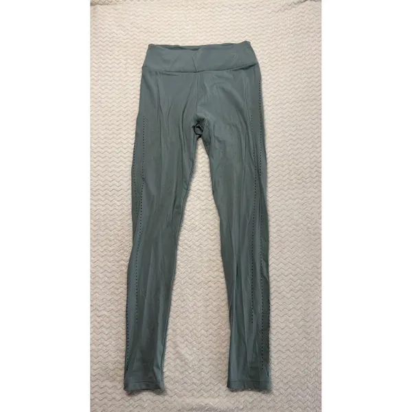 Gymshark Energy Seamless Leggings Sage Green Laser Cut Eyelet Medium GLLG3227 - Image 2