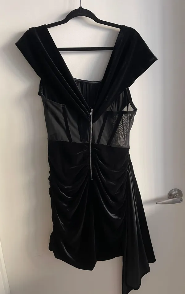 Velvet Ruched Bustier Dress - Image 5