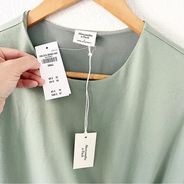 Abercrombie & Fitch Mint Green Side Knot Draped Classic Casual Fit Mini Dress - Image 8