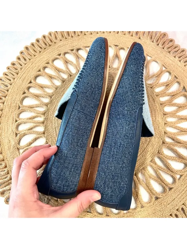 Franco Sarto Flexa Gala Slip-on Flat Loafers Size 6 Blue Denim Coastal Prep - Image 5