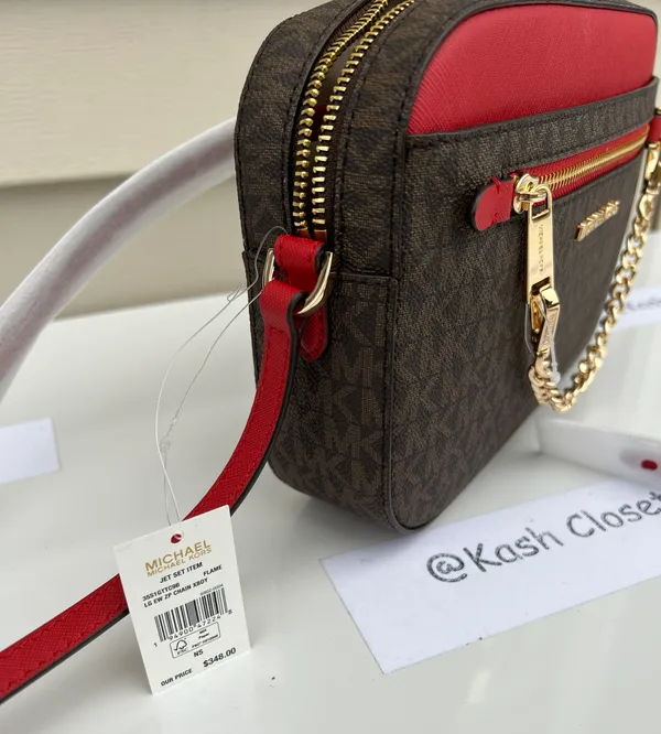 Michael Kors Jet Set Item Large EW Zip Chain Crossbody Bag -Flame - Image 8