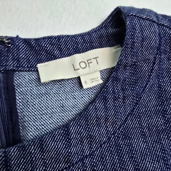 LOFT 31Y Womens Blue Denim Sleeveless‎ Shift Dress Round Neck Pockets Size 6 - Image 4