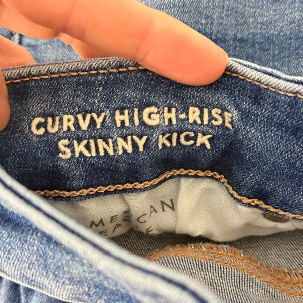 American Eagle Curvy High-Rise Skinny Kick Jeans Womens 2 Short Blue - Image 4