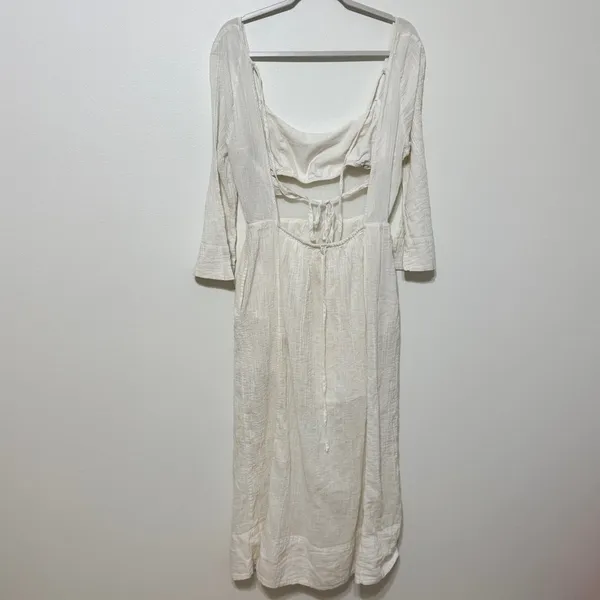Free People Gauzy Beach Midi Dress Coverup Kelsie Ivory Size Medium Boho - Image 8