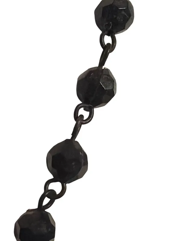 Black Gothic Beaded Necklace Pendant Faceted Gemstone Mourning Acrylic 16" Emo - Image 3