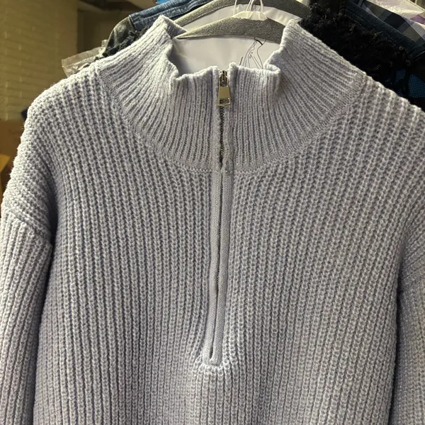 Women half zip chunky knit sweater #17 - Image 2