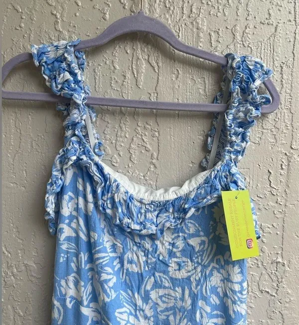 Sugarlips Allegra pattern dress white and blue Medium - Image 6