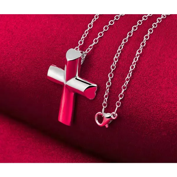 925 Sterling Silver Cross‎ Pendant Necklace, 16-18” - Image 5