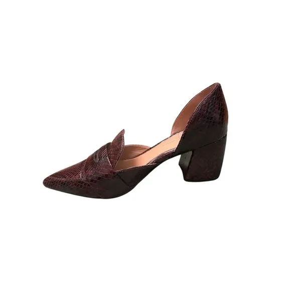 Linea Paolo Cache Burgundy Snakeskin D’Orsay Block Heel Pumps Women’s 5 NWOB - Image 6