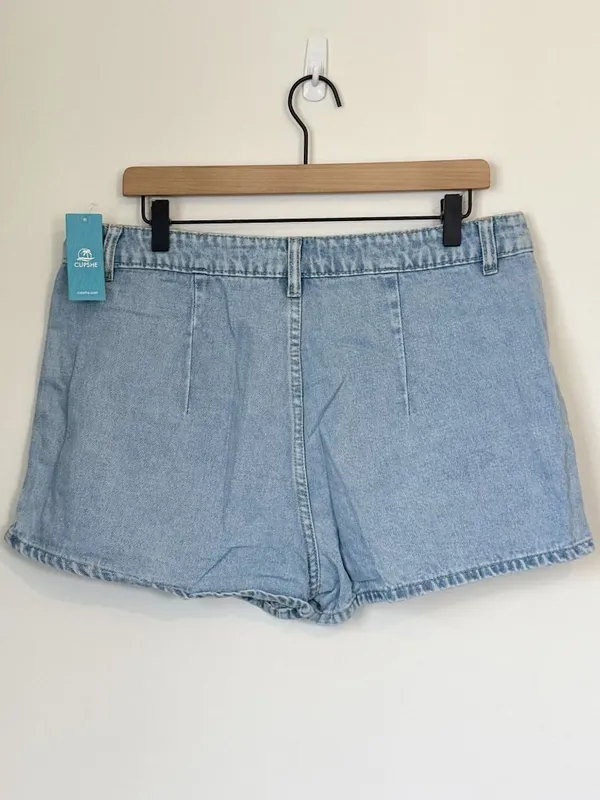 NWT Cupshe Blue Denim Notched Hem Mini Skort - Size: Extra Large - Image 7