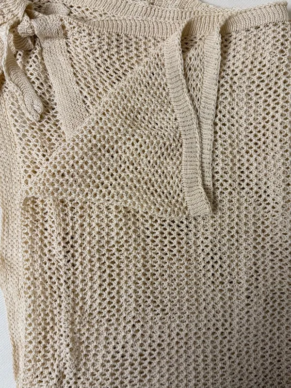 Beige Open Knit Lightweight Wrap Tan Size L - Image 4