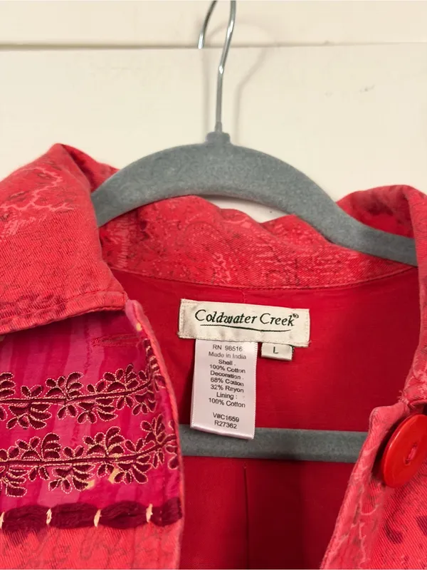 Coldwater Creek Patchwork Coral Summer Lightweight Jacket Boho Bohemian - Image 6