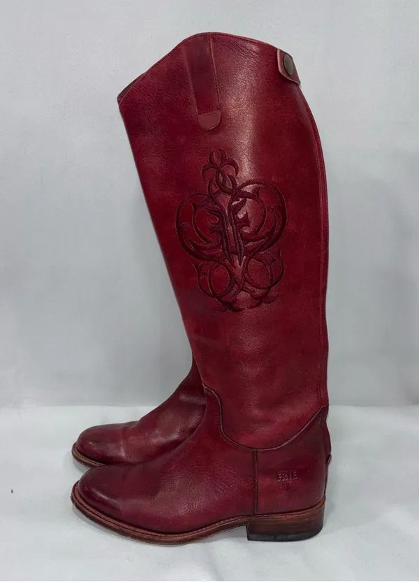 Frye Cherry Red Leather Riding Boots - Image 5