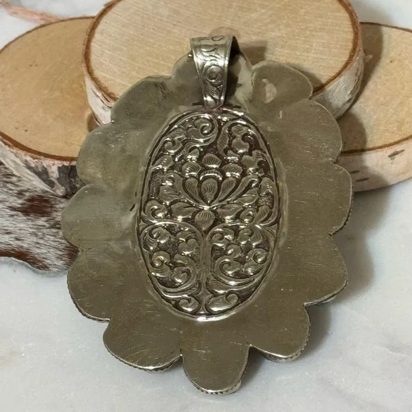 Pendant only - Bumblebee Jasper with Turquoise Large Size at 4” x 3” - Image 7