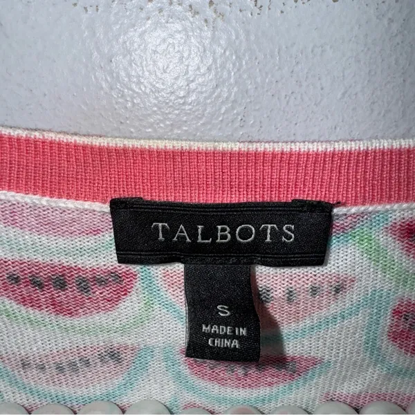 Talbots Small‎ Cotton Button Down Cardigan Watermelon Print CP - Image 3