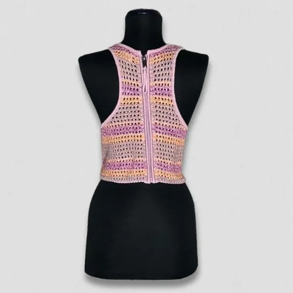 Cotton On Crochet Crop Tank Top Pink Purple Size Medium - Image 4