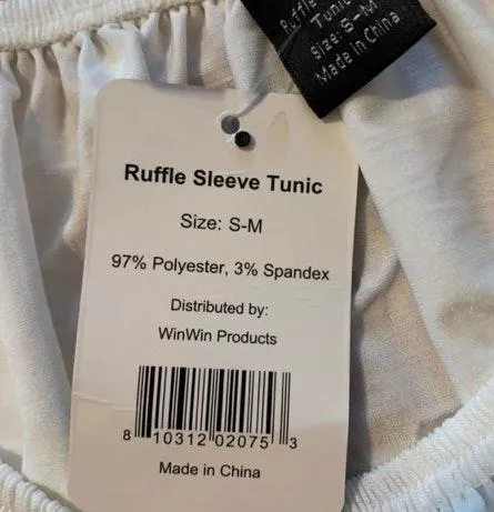 NWT Ruffle Sleeve Tunic In White Size M - Image 5