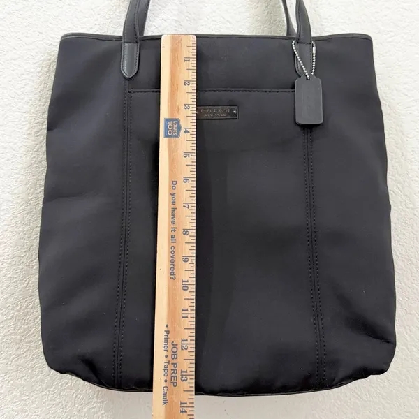 Vintage COACH 6217 Black Neoprene w/ Leather Handle Triple Compartment Tote Bag - Image 7