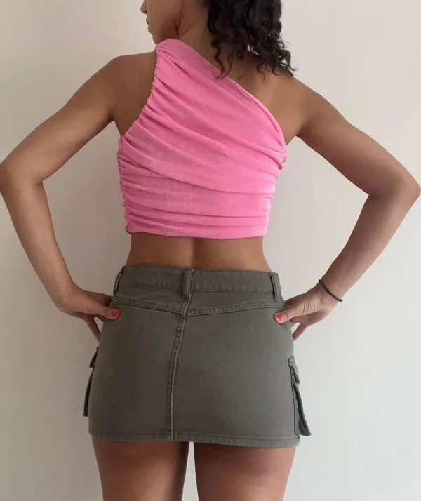 Pink Shiny Going Out Top Small - Image 3
