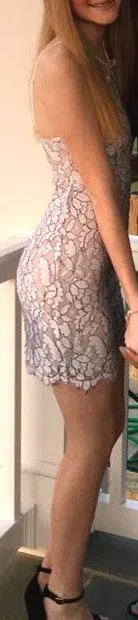 Lulus Ivory And Grey High Neck Dress! - Image 2