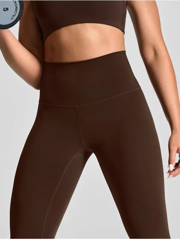 High-Rise Brown Sculpting Leggings - Image 3