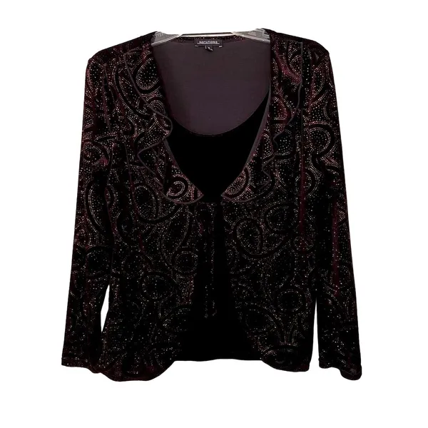 Notations Black Velvet With Red Paisley Top Whimsygoth Dark Romantic Witchy - Image 2