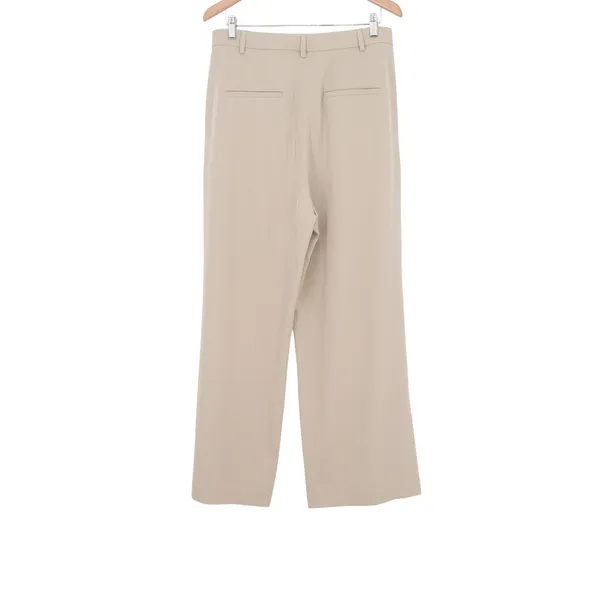 HM Womens Beige Wide Leg Pleated High Waist Dress Pants Trousers Size 12 - Image 4
