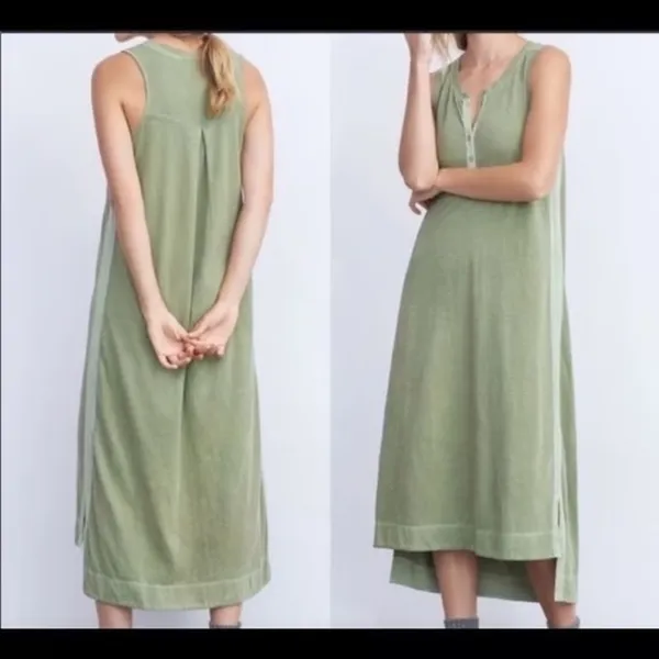 Anthropologie Saturday Sunday Moss Green Sleeveless Button Up Casual Maxi Dress - Image 3