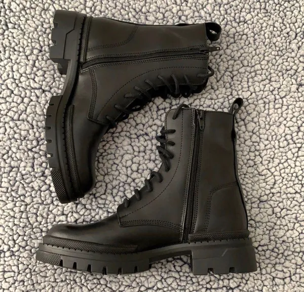 Black Leather Jamisyn Combat Boots - Image 6