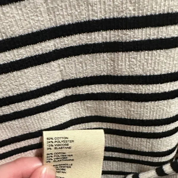 Free People Black and White Striped Long Sleeve shirt | Size Large - Image 5