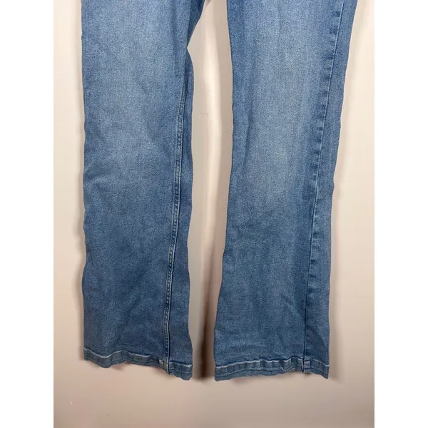 Zara Button Fly Jeans Women 10 Blue High Waisted Straight Leg Casual - Image 2