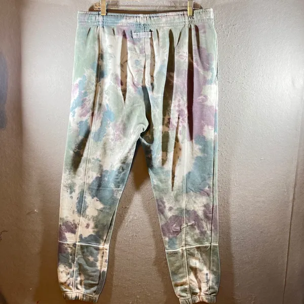1083 | Nike‎ Sportswear Tie Dye Fleece Jogger Sweatpants Green Purple Womens L - Image 2