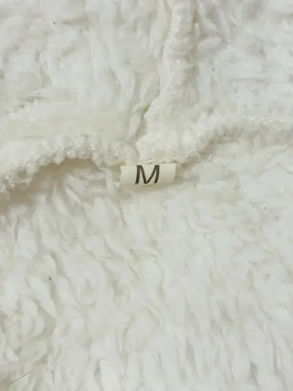 Cozy White Sherpa Teddy Fleece Quarter-Zip Hoodie Pullover - Size Medium - Image 4