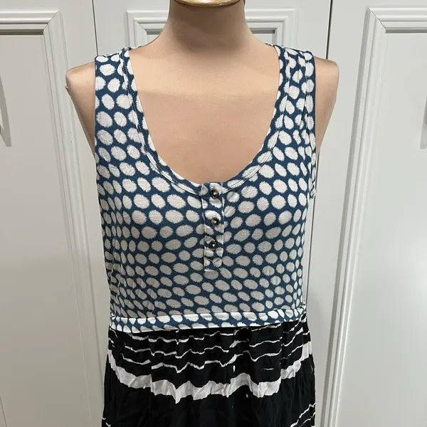 Anthropologie Lilka Mixed Media Maxi Dress‎ Polka Dot Stripe Boho Artsy Hippie - Image 2