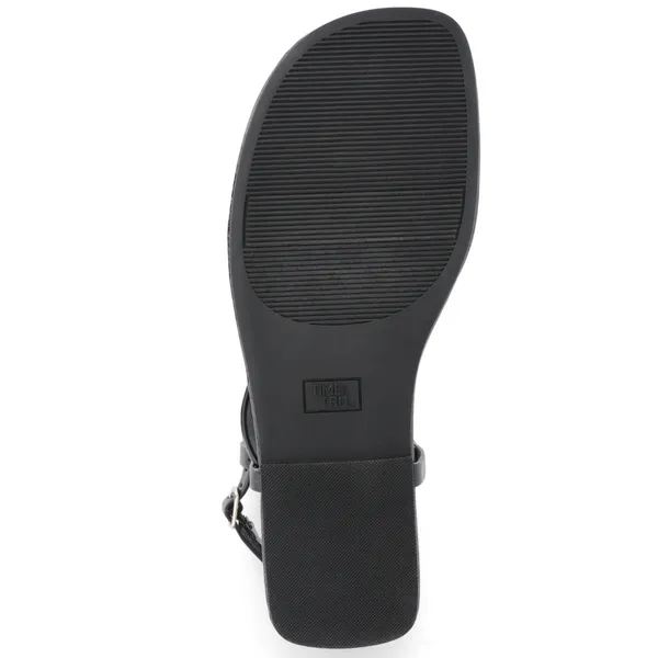 Time and Tru Womens Hardware T-Strap Flat Sandals Black Gold NWT Size 10 EU 41 - Image 3