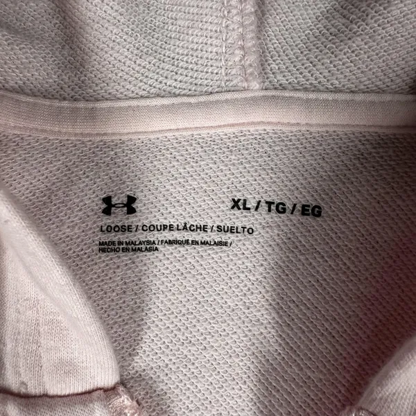 Under Armour Hoodie Womens‎ XL Pink Fleece Loose Fit Full Zip Hooded Sweatshirt - Image 4