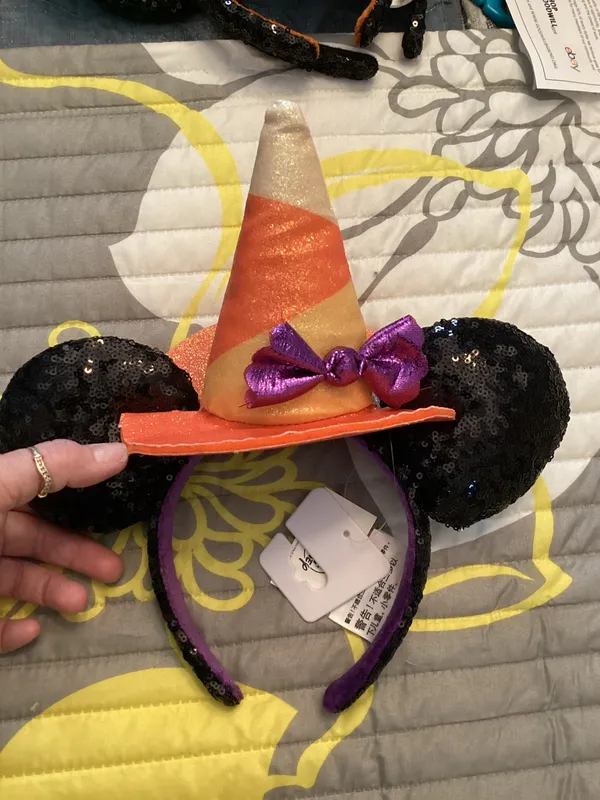 NWT Disney Parks Halloween Candy Corn Witches Hat Minnie Mouse Ears Headband - Image 2
