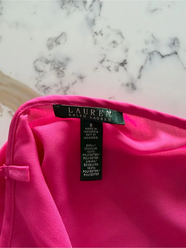 Lauren Ralph Lauren Hot‎ Pink Slip Dress with Spaghetti Straps - Image 3