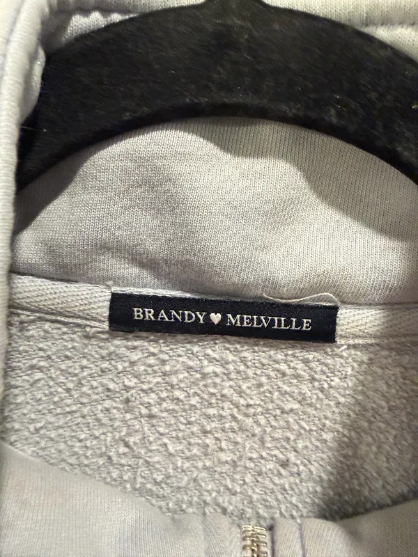 Brandy Melville Fleece Lined Quarter Zip Pullover Grey - Image 3