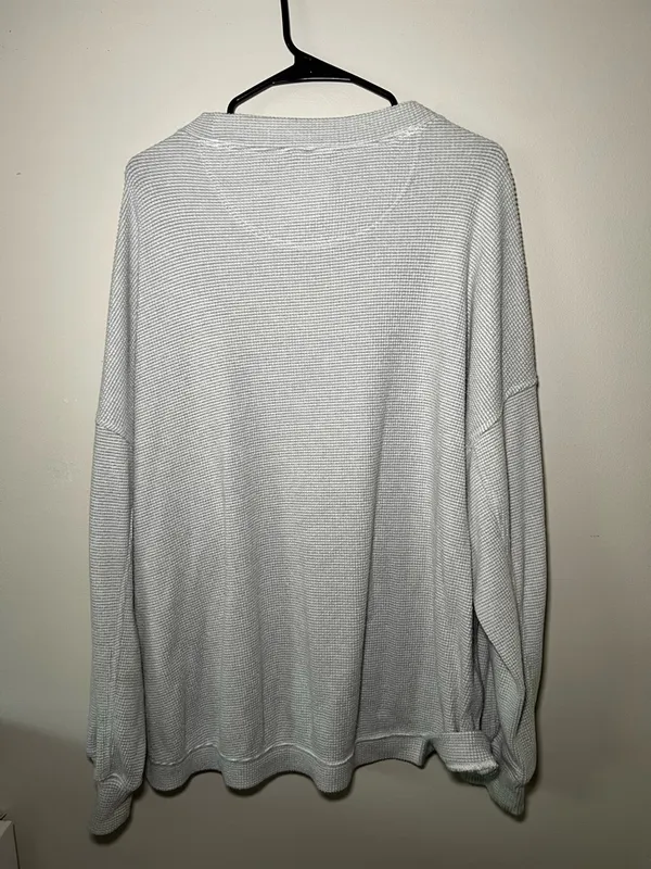 Aerie Waffle Knit Pale Gray/Blue Sweater - Image 3