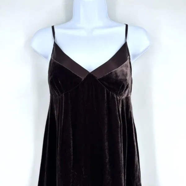 Gap Y2K Velvet Silk Blend Slip Dress Sz 2 Chocolate Brown Whimigoth‎ FairyGrunge - Image 2