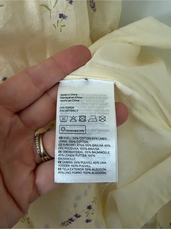 H&M Wildflower Linen Blend Sleeveless Square Neck Maxi Dress Butter Yellow M - Image 5