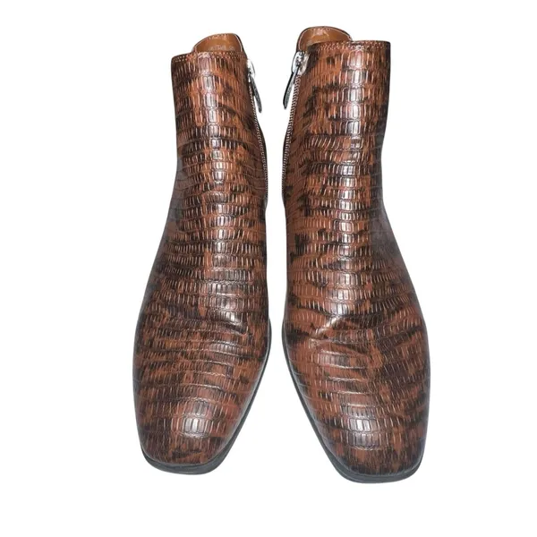 Franco Sarto Nico Brown‎ Faux Leather Snake Skin Ankle Bootie Women's Size 8 - Image 2