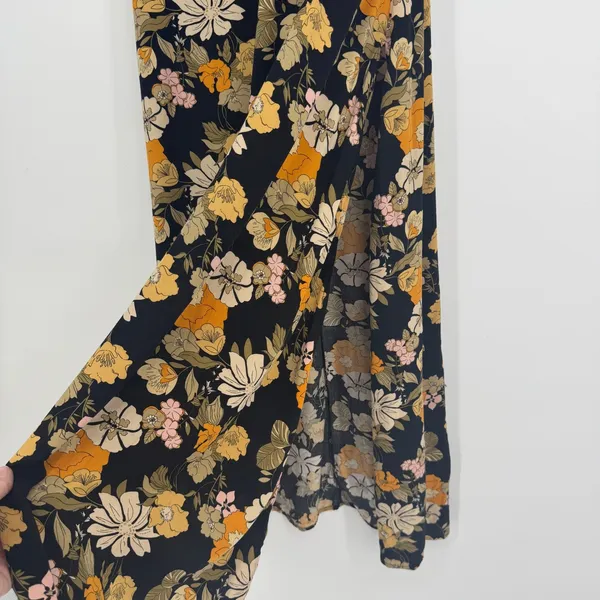 Natural Life Floral Maxi Skirt XS Black Orange Boho Hippie Cottagecore Slit - Image 6