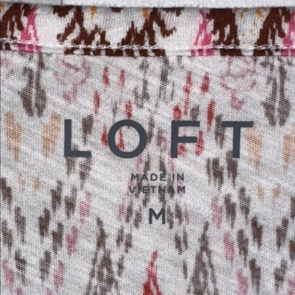 LOFT Boho Print Cotton Tee Short Flutter Sleeve T-Shirt Women’s Medium M - Image 7